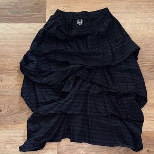 Black High-Low Ruffle Skirt with Elastic Waist